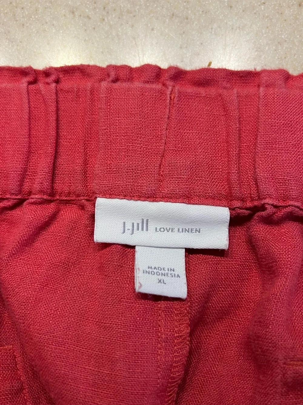 J.Jill 100% Linen Wide Leg Crop Pants Eyelet Elastic Waist XL Lagenlook Beachy